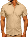 Men's Simple Office Wear Summer Turn Down Collar Button Shirts