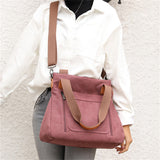 Women's Casual Canvas Shoulder Bags with Anti-Theft Pocket