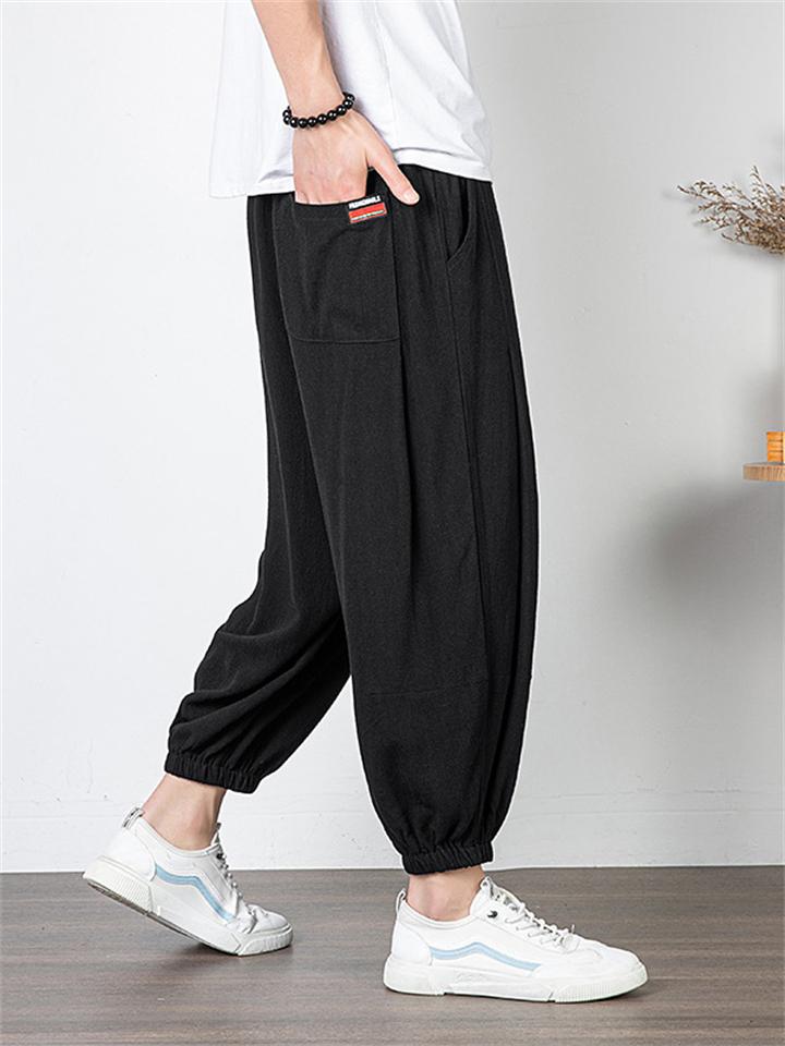 Fashion Embroidery Casual Plus Size Wide-Leg Cropped Trousers