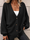 Women's Stunning Simple Baggy V Neck Button Knit Sweaters