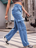 Women's Cool Loose Wide Leg Cargo Denim Pants