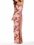 Exquisite Sequined One Shoulder Side Slit Dress for Prom