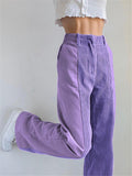 Fashionable Zipper Up Solid Color Corduroy Wide Leg Bootcut Pants
