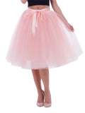 Casual Pretty Free Size Tulle Solid Color Knee-Length Skirts
