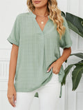 Women's Summer Thin V Neck Short Sleeve Pullover Chiffon T-shirts