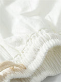 Lightweight Linen Two-Piece Outfit Wrap Neck T-Shirt + Elastic Waistband Knee-Length Pants