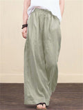 Summer Breathable Cotton Linen Ultra Light Wide Leg Pants for Women