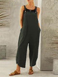 Plus Size Cotton Linen Dungarees Jumpsuits