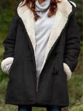 Women's Cozy Fur Lining Hooded Coat with Horn Toggles