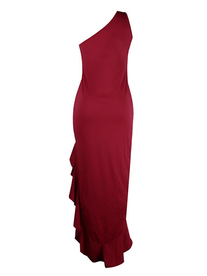 Flattering Asymmetric Ruffle Gown Dress for Party