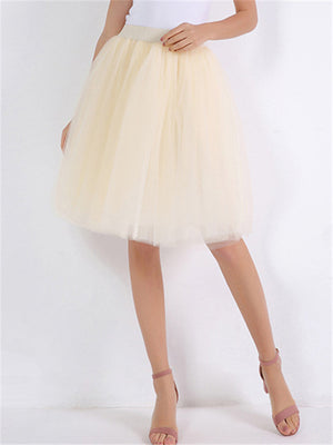 Simple Graceful Contrast Color Free Size Tulle Skirts For Women