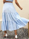 Casual Solid Color Swing Skirts With Pockets