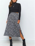 New Leisure Simple Style Printed Split Hem Sexy Skirts