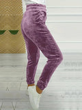 Drawstring Jogger Casual Velvet Pants for Women