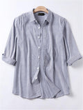 Loose Casual Comfy Striped Full Buttons Long Sleeve Shhirts