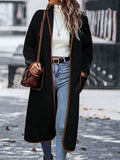Comfy Chic Contrast Color Lapel Female Long Coats