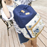 Female Students Canvas Printed Casual All-purpose Backpack