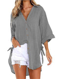 Irregular Half Sleeve Linen Shirts