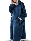 Unisex Super Warm Fleece Pullover Hoodie Blanket Sweatshirt With Large Front Pockets