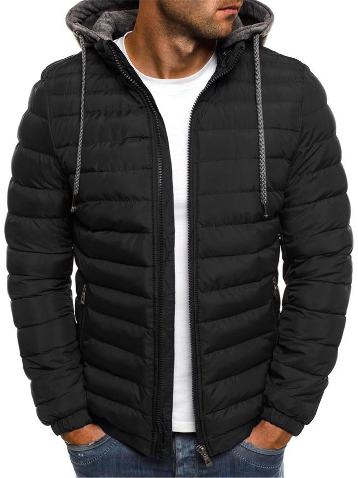 Men's Cozy Zip Up Cotton-Padded Hooded Coat for Winter