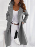 Extra Cozy Notched Collar Solid Color Double Breasted Coat