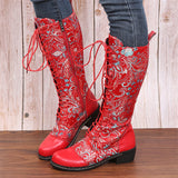 Retro Patchwork Embroidered Long Boots