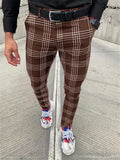 Casual Fashion Stripe And Plaid Design Solid Color Straight-Leg Pants