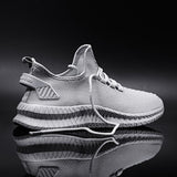 Men’s Breathable Almond Toe Back Pull-Tab Lace-Up Mesh Paneled Non-Slip Sneakers