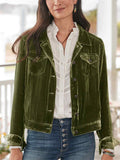 Women's Casual Gold Velvet Chest Pocket Workwear Short Jacket