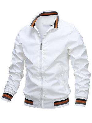 Men's Stand Collar Zip Up Slim Fit Casual Sports Jacket