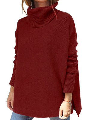 Stylish Turtle Neck Bat Wing Sleeve Sweaters