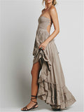 Sexy Backless Sleeveless Solid Color Long Beach Dress