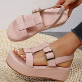 Women's Stylish Thick Sole Buckle Up Roman Sandals