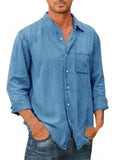 Men's Fashion Comfy Button Up Washed Cotton Shirts