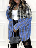 Women's Street Style Leisure Fashion Plaid Shacket Coats