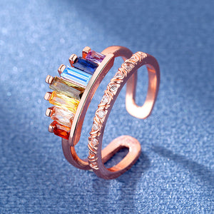 Fashion Opening Adjustable Rainbow Crown Ring