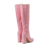 Women's Daily Plus Size Chunky Heels Side Zipper Knee Boots