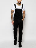 Autumn Simple Cool Men's Black Denim Overalls
