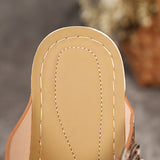 Printed Wedge Heel Slip-On Sandals