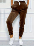 Drawstring Jogger Casual Velvet Pants for Women