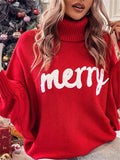 Women's Cute Comfort Bat Sleeve High Neck Christmas Sweaters