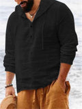 New Simple Hooded Solid Color Long Sleeve Tops Casual Beach Shirts