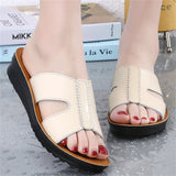 Summer Plus Size Soft Genuine Leather Women Sandy Beach Slippers