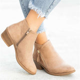 Women's Fashion Pointed-Toe Chunky Heel Ankle Boots