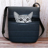 Cute Cat Striped Adjustable Crossbody Bags