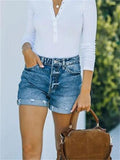 Urban Casual Style Comfy Washed Effect Denim Shorts