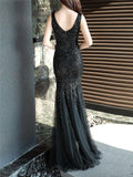 Stunning V Neck Backless Mermaid Formal Attire for Women