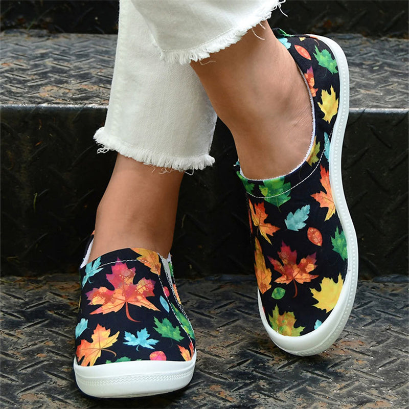 New Autumn Super Cute Painting Women Soft Cotton Cloth Loafers