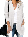 Casual Solid Color Knitted Cardigans With Pockets
