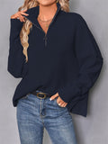 Female Winter Thick Front Zipper Pullover Long Sleeve Casual Sweaters